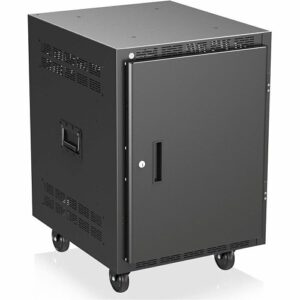 AtlasIED RX14-25SFD Mobile Cabinet, 24"Hx22"Dx19"W, Clear Coat Black