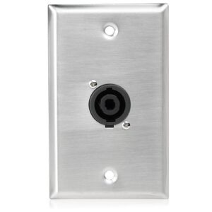 AtlasIED SG-NL4MP-1 Single Gang Plate with NL4MP Pole Connector, Stainless Steel