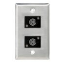 AtlasIED SG-XLR-F2 Single Gang Stainless-Steel Plate with (2) Female 3-Pin XLR