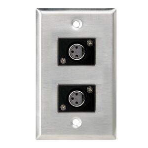 AtlasIED SG-XLR-F2 Single Gang Stainless-Steel Plate with (2) Female 3-Pin XLR