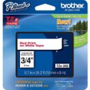 Brother TZE242 Red on White Laminated Tape 18 mm