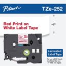 Brother TZE252 Red on White Laminated Tape 24 mm