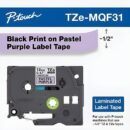 Brother TZEMQF31 0.47" x 26.2', White on Purple