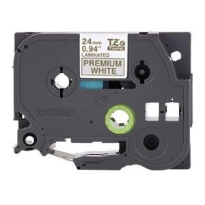 Brother TZEPR254 0.94" Gold/White Label Tape, 26.2'